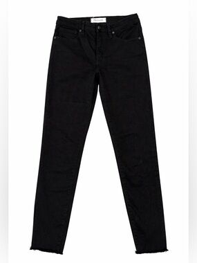 Madewell 9” High Rise Skinny Jeans Black Size 28 Raw Hem Stretch Denim